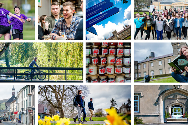 A collage of photos depicting Lampeter life.