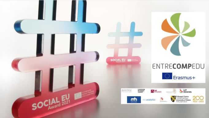 由UWTSD领导的六国合作伙伴EntreCompEdu赢得了2021年“最佳社交网络”的“Social EU奖”。