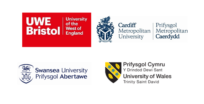 Logos UWE, Cardiff Met, Swansea和UWTSD