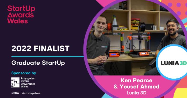 肯·皮尔斯(Ken Pearce)创立的3D打印业务;威尔士三一圣大卫大学(UWTSD)的产品设计与技术毕业生在入围一个全新的奖项计划后，被评为该地区最令人兴奋的新企业之一。
