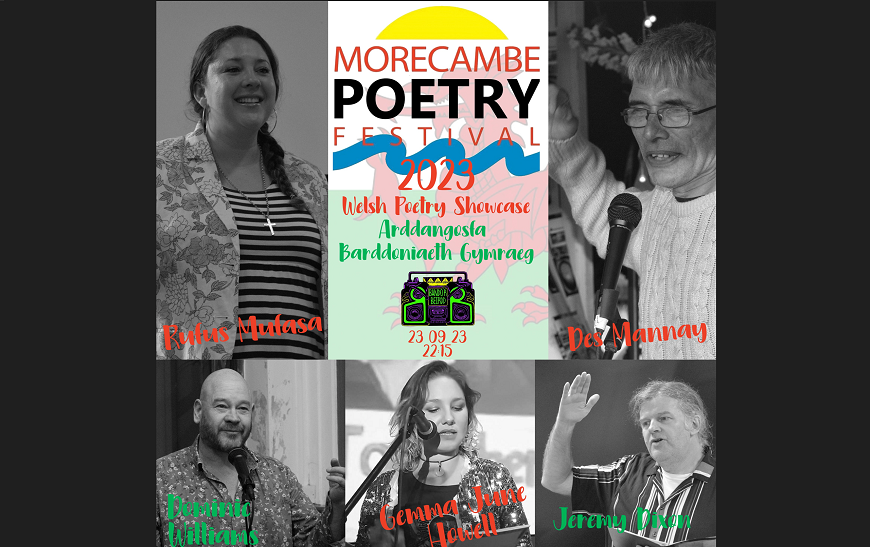 Morecambe Poetry Festival poster which includes UWTSD's Dominic Williams
